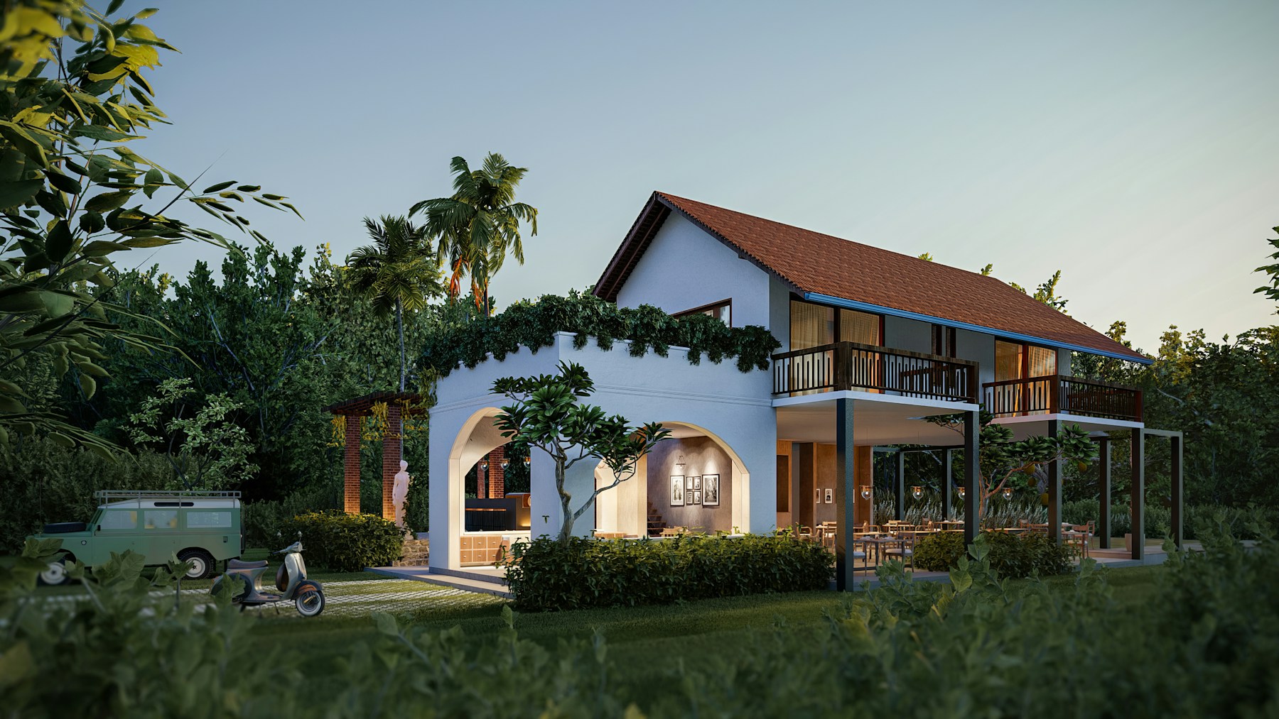 Không gian villa và khu vườn, ảnh minh họa; không phải ảnh của căn đang giới thiệu